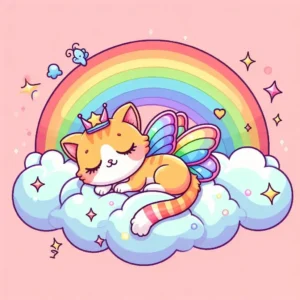 Cute fairy cat sleep