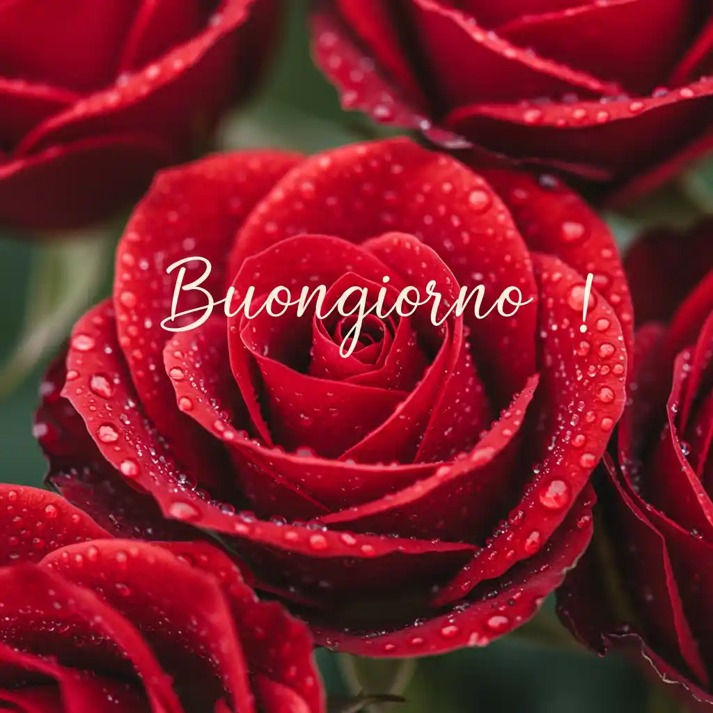 rose rosse con scritta a mano Buongiorno