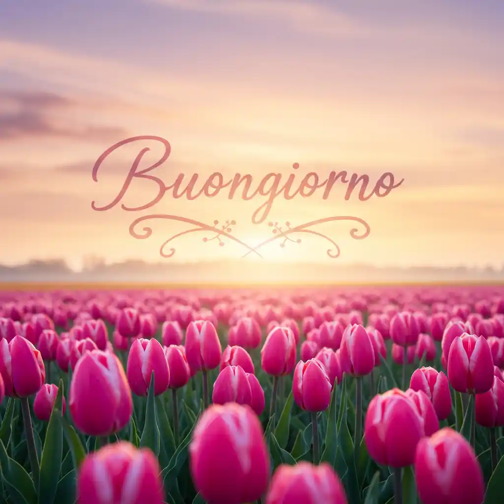 sfondo radioso di Buongiorno di tulipani rosa